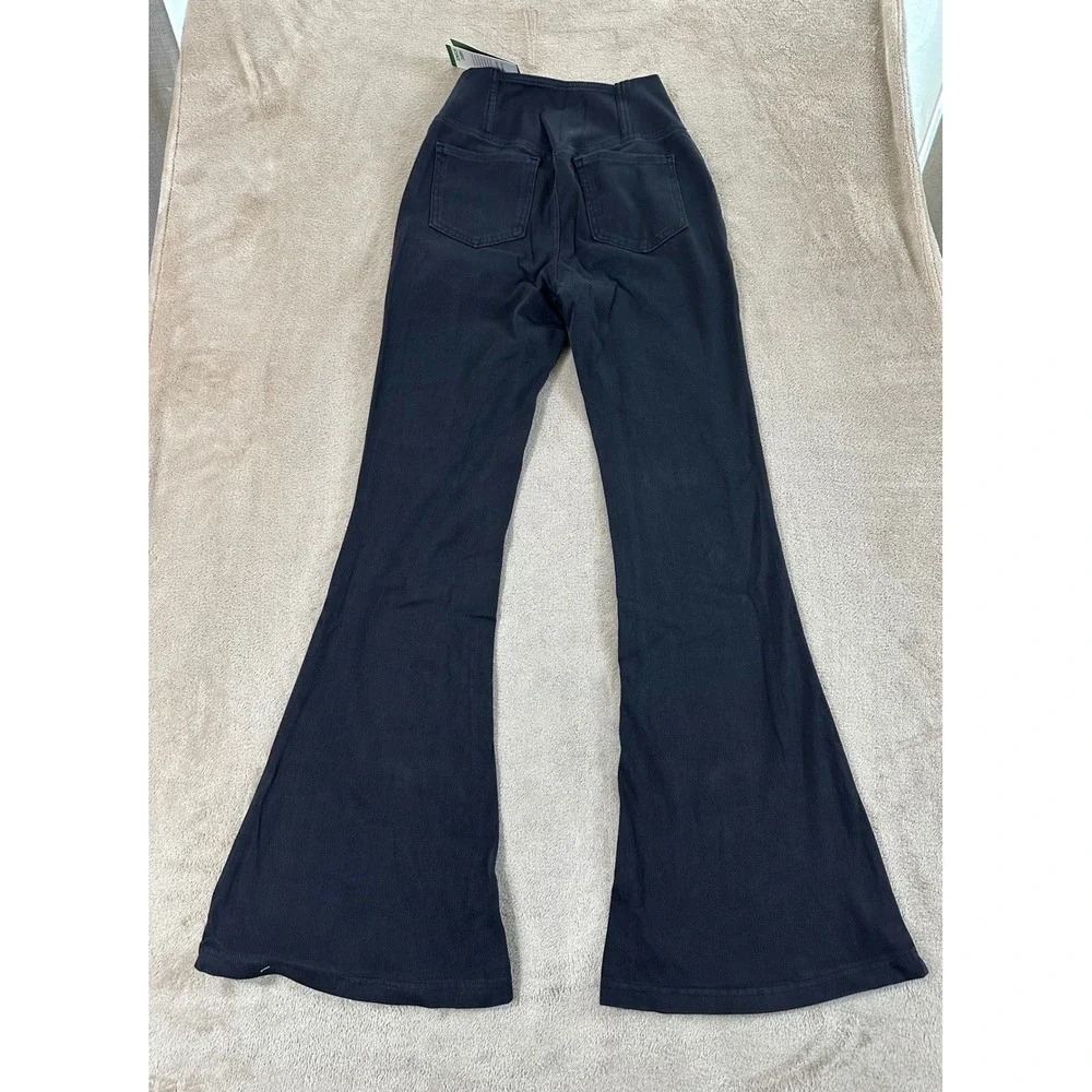 Halara Flex Denim Crossover‎ Flare Pants Womens XS Reg Black Stretch Comfy New